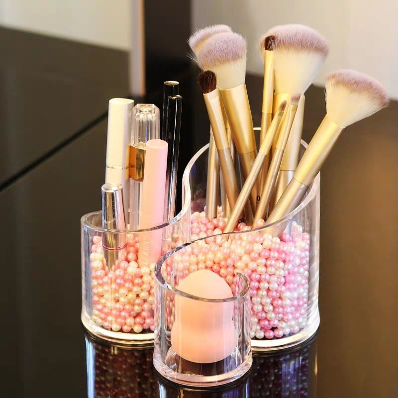 3 Compartments Transparent Acrylic Cosmetic Organizer